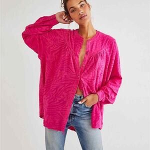 Free People Hot Pink Can't Stop Dreaming Tunic Top Small